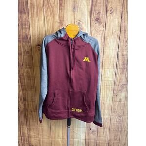 MN Minnesota Gophers Full Zip Up Hoodie Boy's Size L 12/14